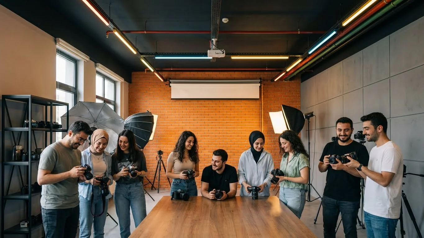 Fotoğrafçılık Kursları profesyonel ve sıcak stüdyo ortamı.
